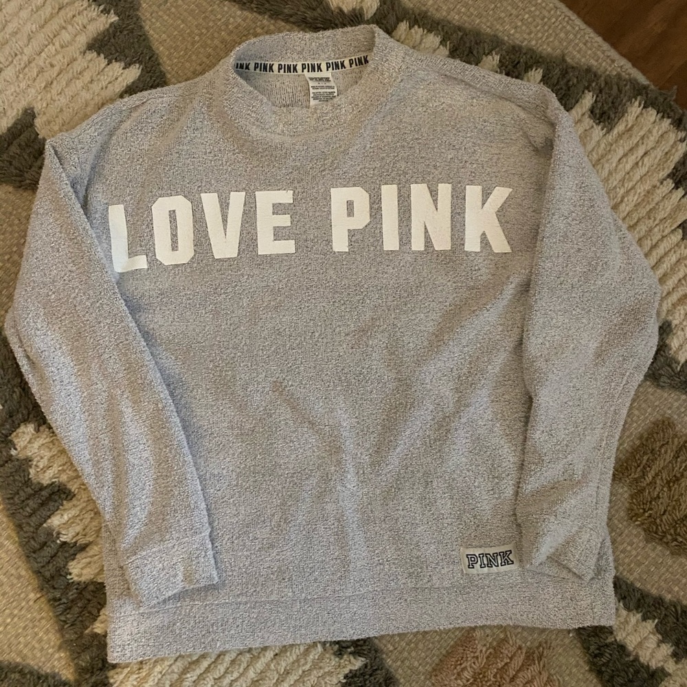 PINK Towel Material Crewneck